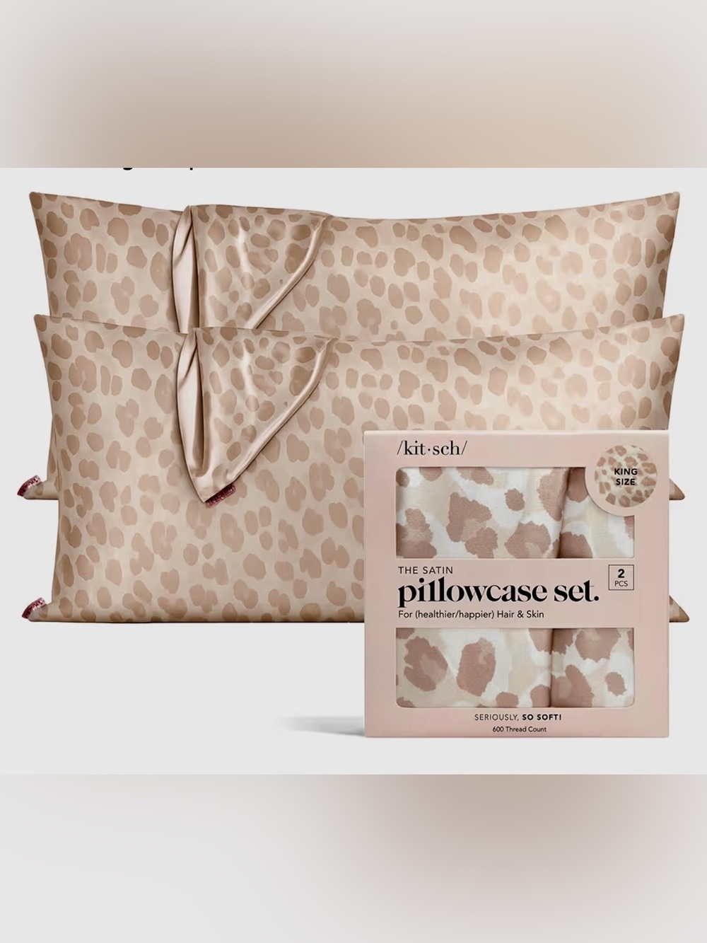 Set of 2 Kitsch Satin King Size Pillowcases - Leopard